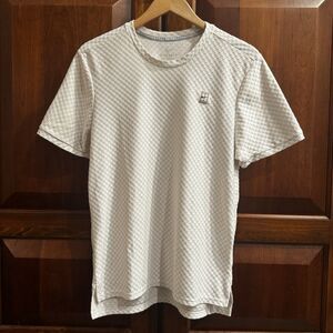 Nike Court  Men’s White Checkered Short Sleeve Dri-fit Shirt Small